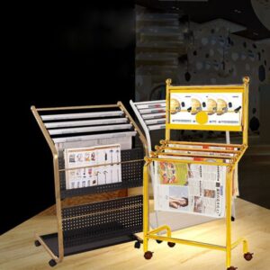 Giá để báo tạp chí inox mạ vàng 7 htx gia de bao tap chi inox ma vang htgr 10 34