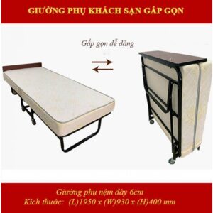Giường phụ khách sạn nệm màu trắng 7 htx giuong phu khach san nem mau trang hvgp 6 sg 36