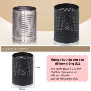 Sọt rác văn phòng thép sơn đen 9 htx sot rac van phong thep son den htkl 46b 35