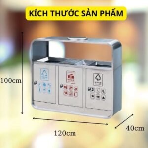 Thùng rác 3 ngăn inox có gạt tàn 9 htx thung rac 3 ngan inox co gat tan hti3nh gt hti3nm gt 34