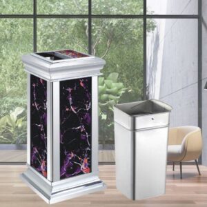 Thùng rác giả đá có gạt tàn bằng inox 6 htx thung rac gia da co gat tan bang inox hti 17g b2 32