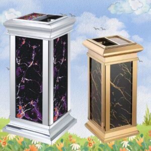 Thùng rác giả đá có gạt tàn bằng inox 9 htx thung rac gia da co gat tan bang inox hti 17g b2 35