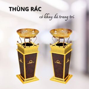 Thùng rác giả da có khay thủy tinh 8 htx thung rac gia da co khay thuy tinh htg 59b 34