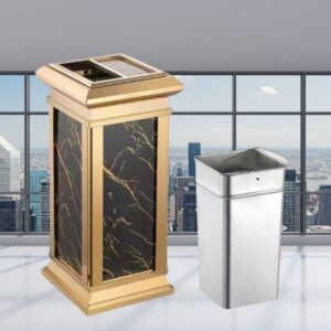 Thùng rác giả đá inox vàng 6 htx thung rac gia da inox vang htg 17g b2 32