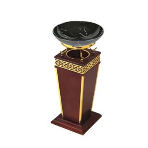 Thùng rác gỗ khay thủy tinh trang trí