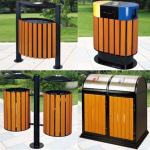 Thùng rác gỗ ngoài trời có gạt tàn 7 htx thung rac go ngoai troi co gat tan htsod 47 34