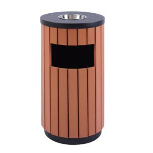 Thùng rác gỗ tròn có gạt tàn