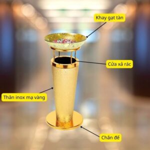 Thùng rác inox bọc giả da khay thủy tinh 8 htx thung rac inox boc gia da khay thuy tinh htyh 36p 33