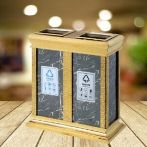Thùng rác inox mạ vàng 2 ngăn giả đá 7 htx thung rac inox ma vang 2 ngan gia da htg2n gt 33