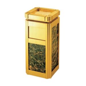 Thùng rác inox mạ vàng đá đen có gạt tàn
