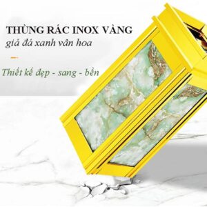 Thùng rác inox vàng giả đá hoa cương xanh 6 htx thung rac inox vang gia da hoa cuong xanh htg 14t 33