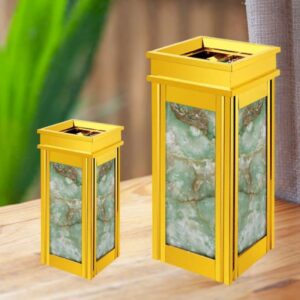 Thùng rác inox vàng giả đá hoa cương xanh 7 htx thung rac inox vang gia da hoa cuong xanh htg 14t 34