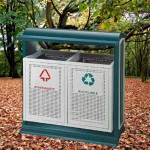 Thùng rác phân loại 2 ngăn có mái che 8 htx thung rac phan loai 2 ngan co mai che htsod 57 34