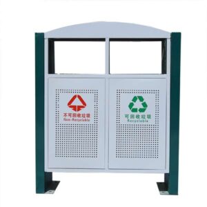 Thùng rác thép phun sơn 2 ngăn có gạt tàn