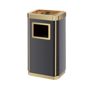 Thùng rác thép sơn đen viền vàng chữ nhật