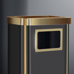 Thùng rác thép sơn đen viền vàng chữ nhật 6 htx thung rac thep son den vien vang chu nhat htyh 26 32