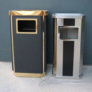 Thùng rác thép sơn đen viền vàng chữ nhật 9 htx thung rac thep son den vien vang chu nhat htyh 26 35