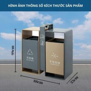 Thùng rác thép sơn tĩnh điện phân loại rác 9 htx thung rac thep son tinh dien phan loai rac hti2n63 35