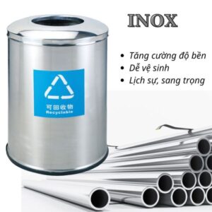 Thùng rác trung tâm thương mại inox tròn 8 htx thung rac trung tam thuong mai inox tron hti60 k hts60 k 33