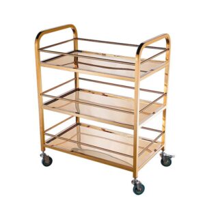 Xe đẩy phục vụ rượu đồ ăn inox vàng