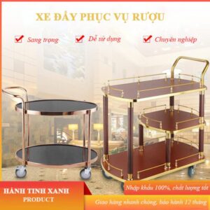 Xe đẩy rượu cao cấp bằng gỗ 9 htx xe day ruou cao cap bang go htwy 05 35
