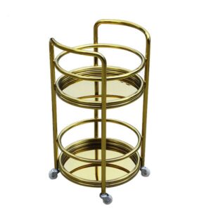 Xe đẩy rượu inox vàng hình tròn