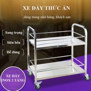 Xe đẩy thức ăn 2 tầng inox 6 htx xe day thuc an 2 tang inox xdi75 2 xdi85 2 xdi95 2 34