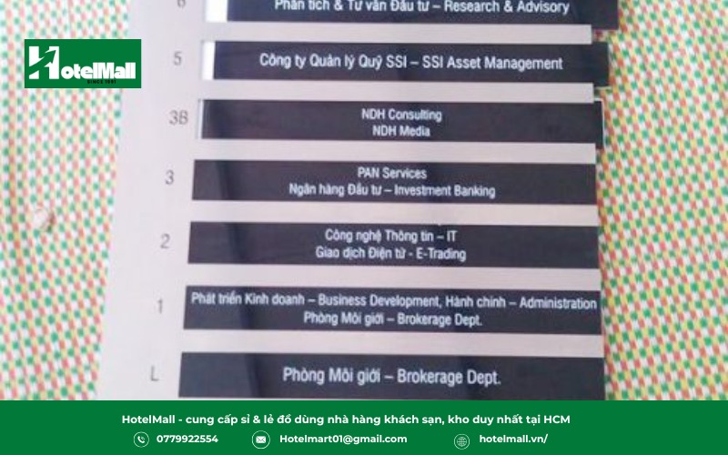 Nhóm bảng này chủ yếu phục vụ mục đích định vị phòng nghỉ, bao gồm số phòng, chỉ dẫn hướng đi