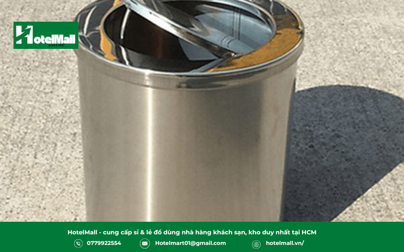 Thùng rác Inox nắp lật bập bênh