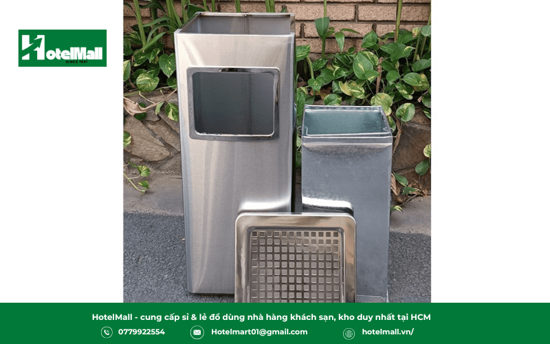 Thùng rác inox vuông